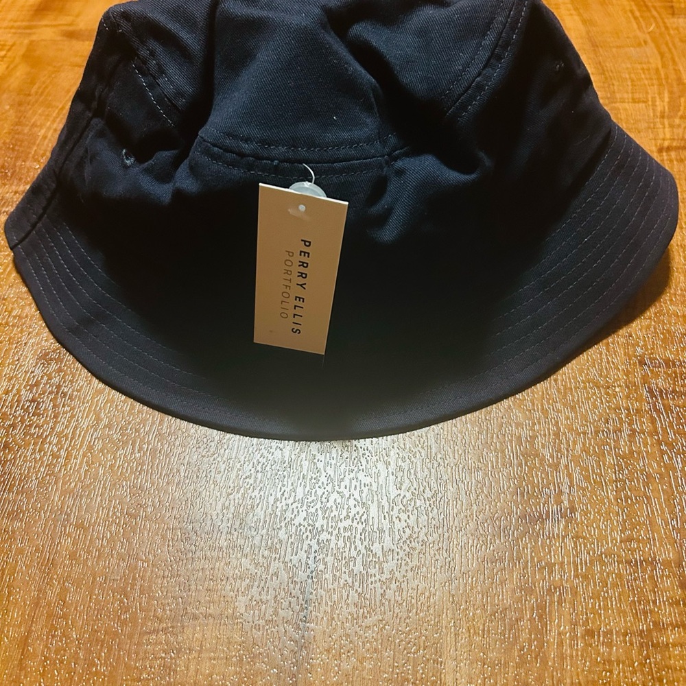 Perry Ellis Classic Cotton Bucket Hat in Navy Blue